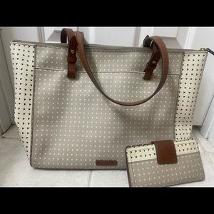 Large FOSSIL Heart tote bag with wallet